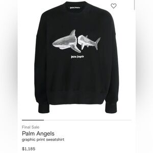 Palm Angels Gray Shark Graphic Sweatshirt